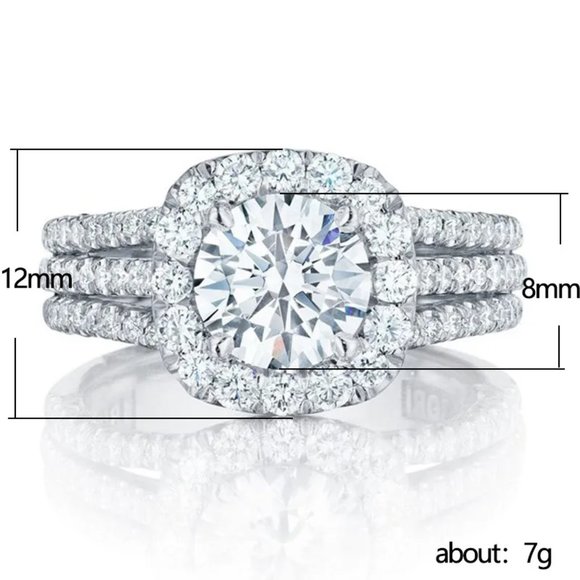 Ladies 2.50ctw Halo Bridal Diamond Ring, 18K White Gold - Picture 3 of 15